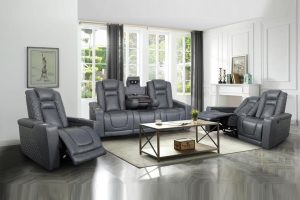 Inox Blue Reclining Sofa