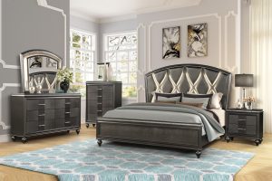 Ginger Gunmetal Grey Bedroom Set