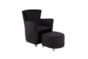 Accent Chair & Ottoman - Black