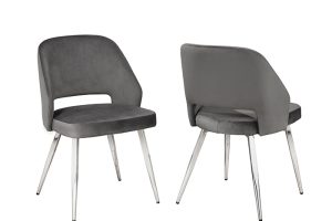Dining Chair, Set Of 2 - Grey Velvet