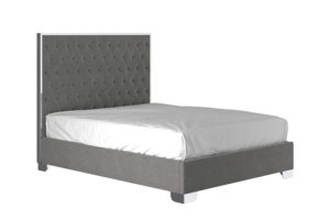 Worldwide Lucille Queen Bed in Grey and Silver