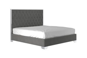 Worldwide Lucille King Bed in Grey and Silver