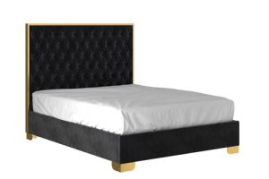 Worldwide Lucille Queen Bed in Black and Gold