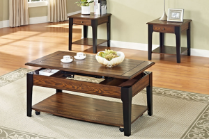 Brown and Black Lift-Top Coffee Table