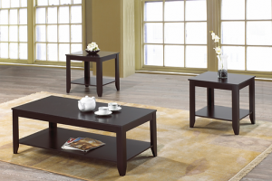 Modern Espresso Wood Coffee Table Set