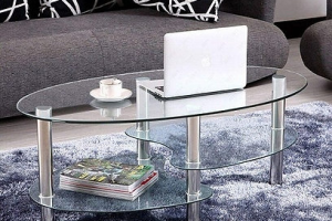 Alternative view of Clear Tempered Glass Oval Coffee Table
