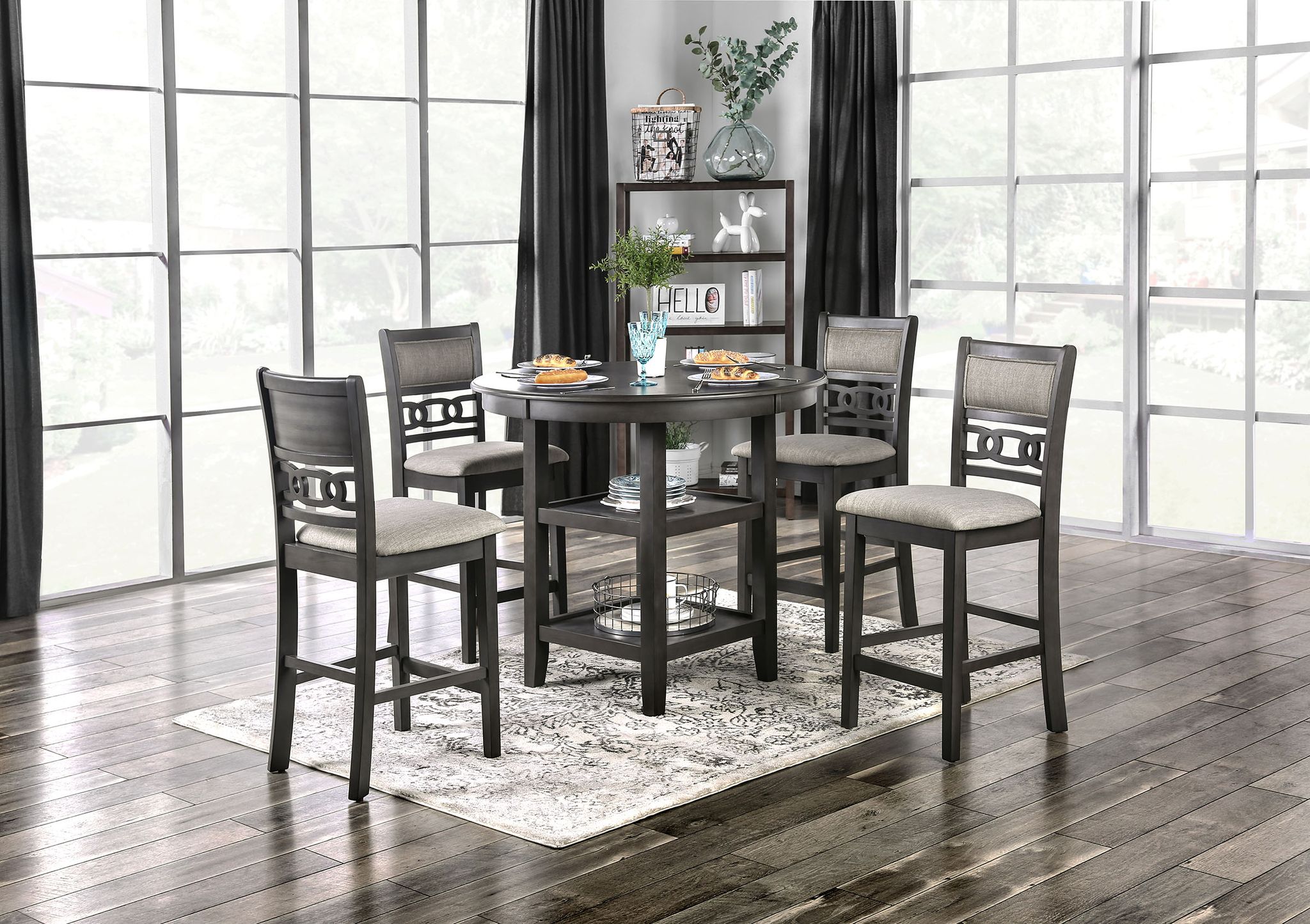 5 Piece Counter Height Set - GREY
