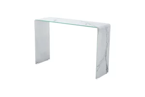 Marble Look Bent Glass Console Table GY-CST-801
