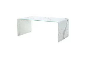 Marble Look Bent Glass Coffee Table GY-CT-801S Condo Size