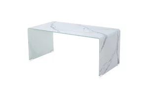 Marble Look Bent Glass Coffee Table GY-CT-801B