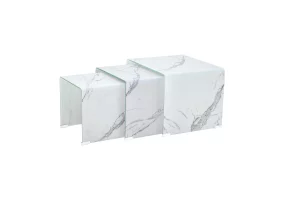 Marble Look Bent Glass Nesting Table GY-NEST-801