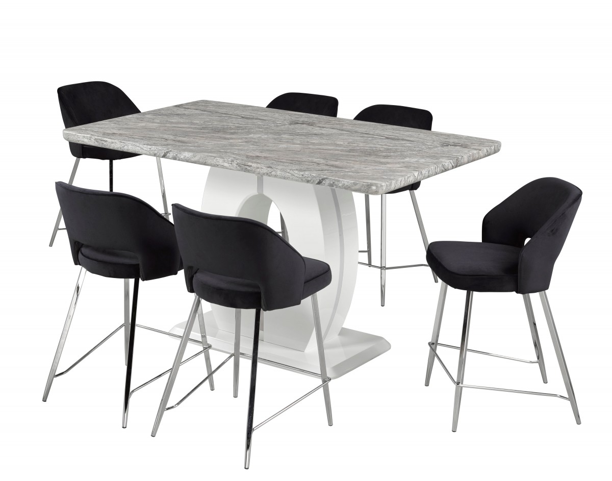 7-Piece Counter Height Set - BLACK - Image 2