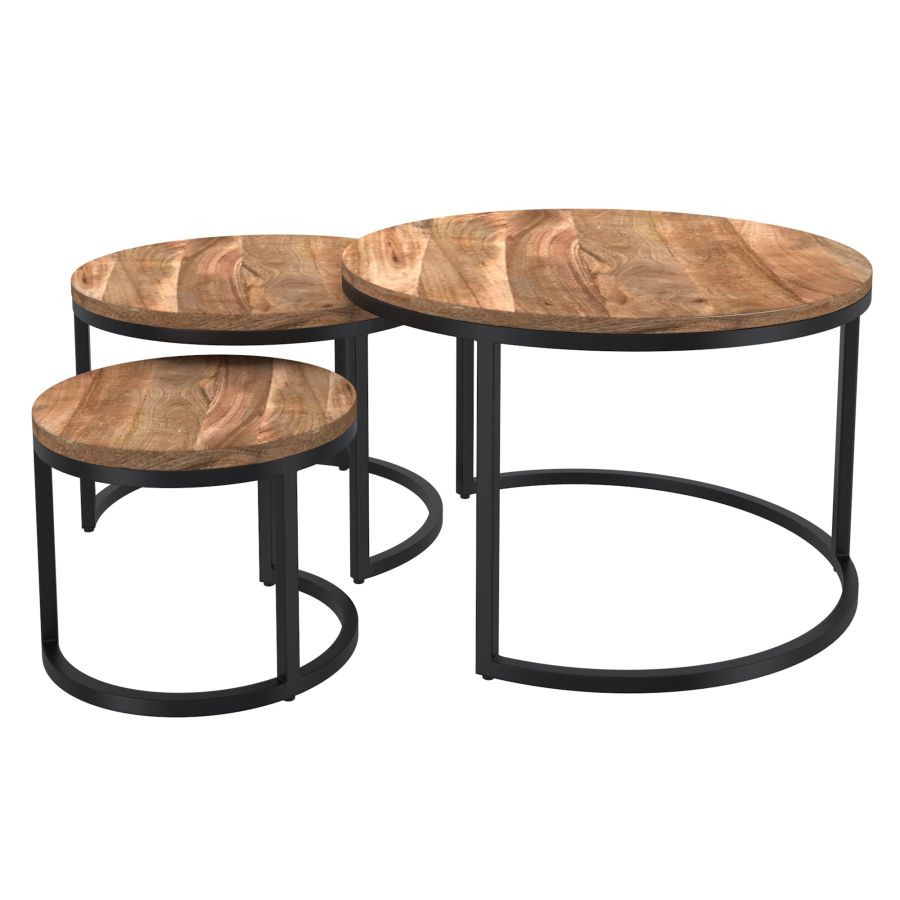 Darsh 3pc Coffee Table Set in Natural and Black - Image 6