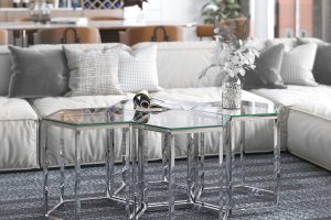 Fleur 4pc Accent Table Set in Silver