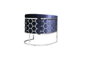 Alternative view of HONEYCOMB Accent Chair GY-AC-8148, Blue velvet, Polished steel frame