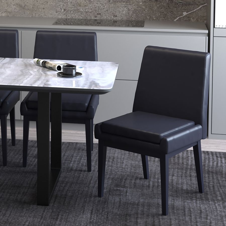 Cortez Dining Chair, Set of 2, in Black Faux Leather and Black - Image 8