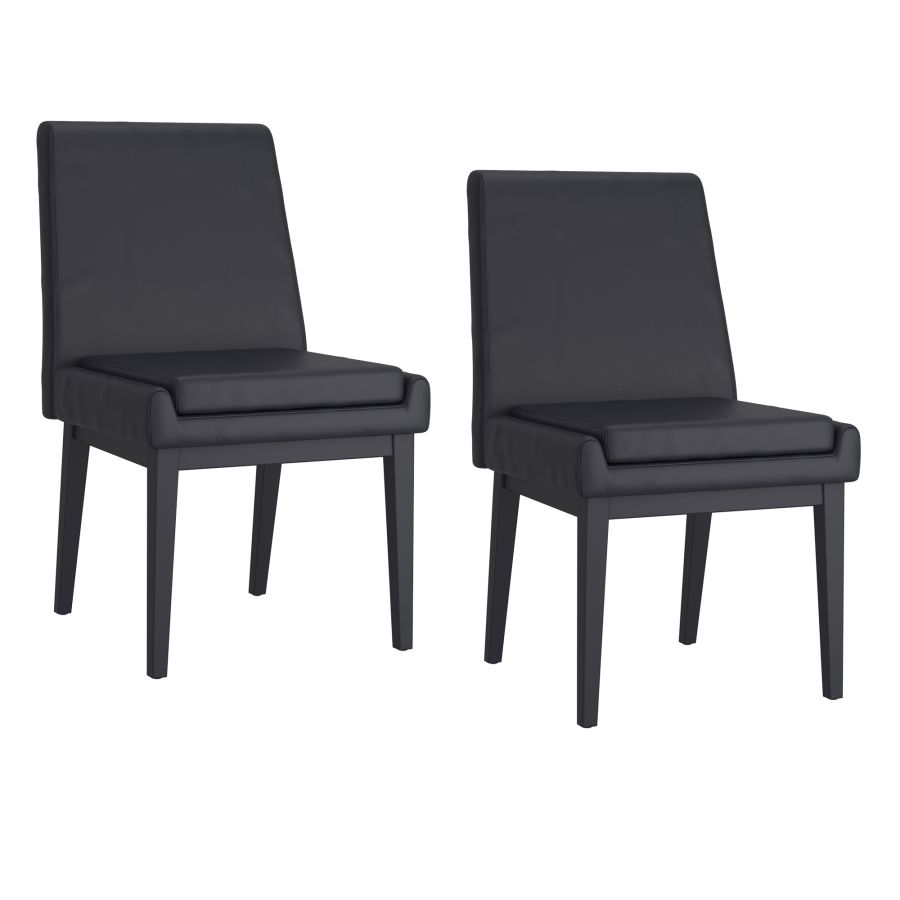 Cortez Dining Chair, Set of 2, in Black Faux Leather and Black - Image 3