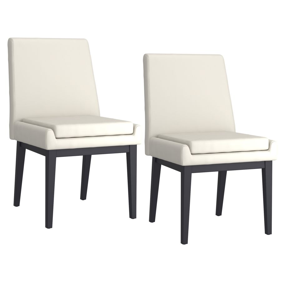 Cortez Dining Chair, Set of 2, in Beige Faux Leather and Black - Image 3