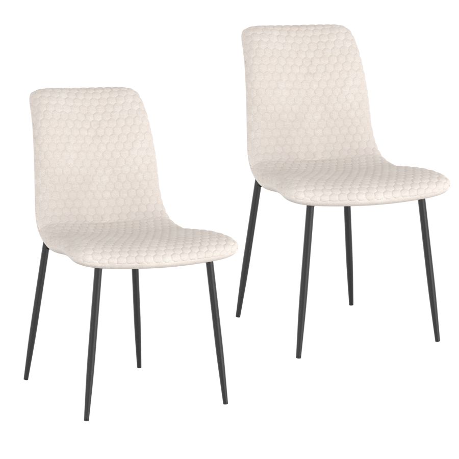 Brixx Dining Chair, Set of 2, in Beige Fabric and Black - Image 3