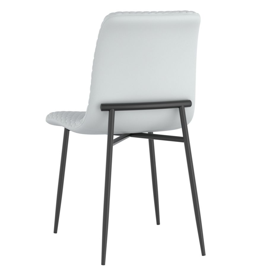 Brixx Dining Chair, Set of 2, in Light Grey Faux Leather and Black - Image 7