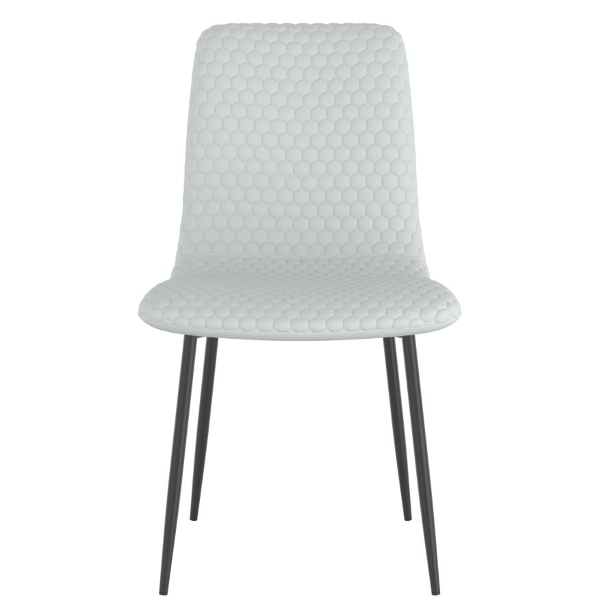 Brixx Dining Chair, Set of 2, in Light Grey Faux Leather and Black - Image 5