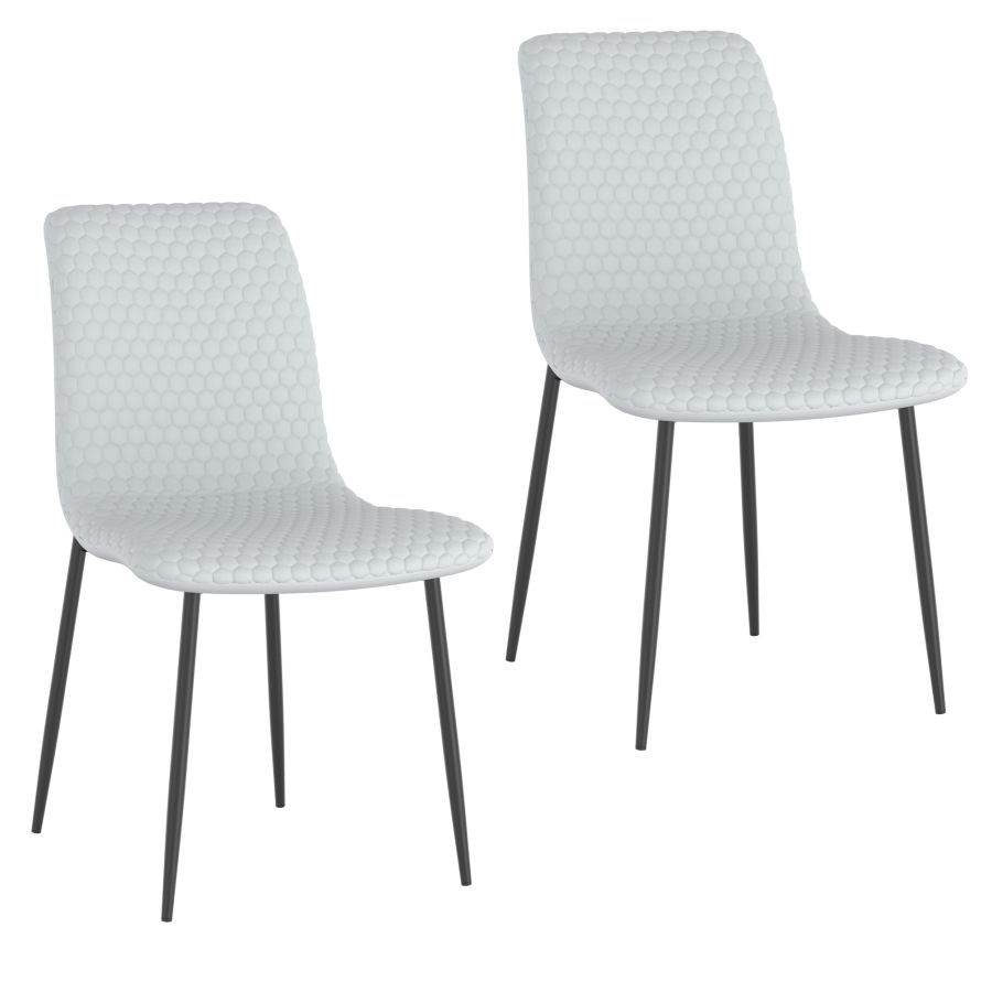 Brixx Dining Chair, Set of 2, in Light Grey Faux Leather and Black - Image 3