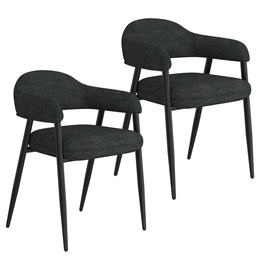Archer Dining Chair, Set of 2, in Charcoal Fabric and Black - Image 3