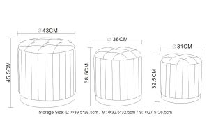 Alternative view of Lexi 3pc Round Storage Ottoman Set in Beige and Black