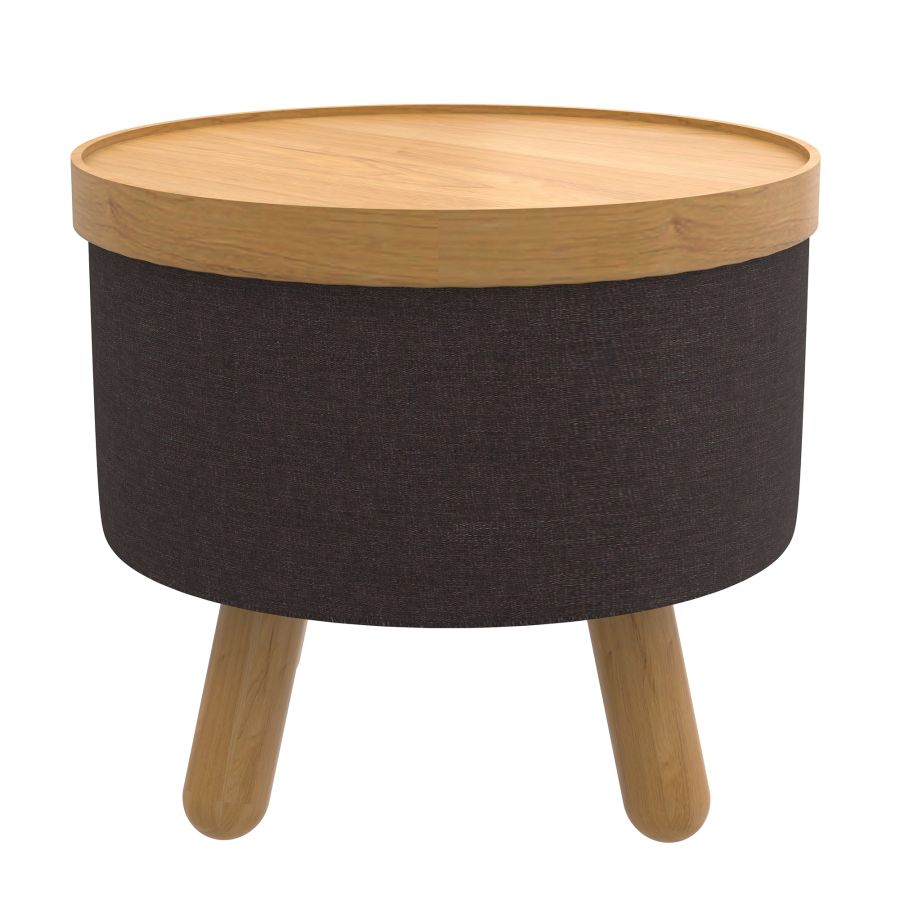 Betsy Round Storage Ottoman with Tray in Charcoal and Natural - Image 7