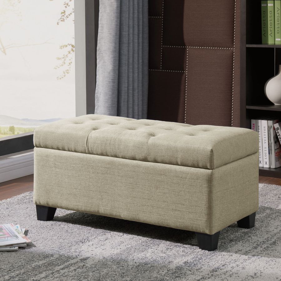 Harper Rectangular Storage Ottoman Bench in Beige - Image 8