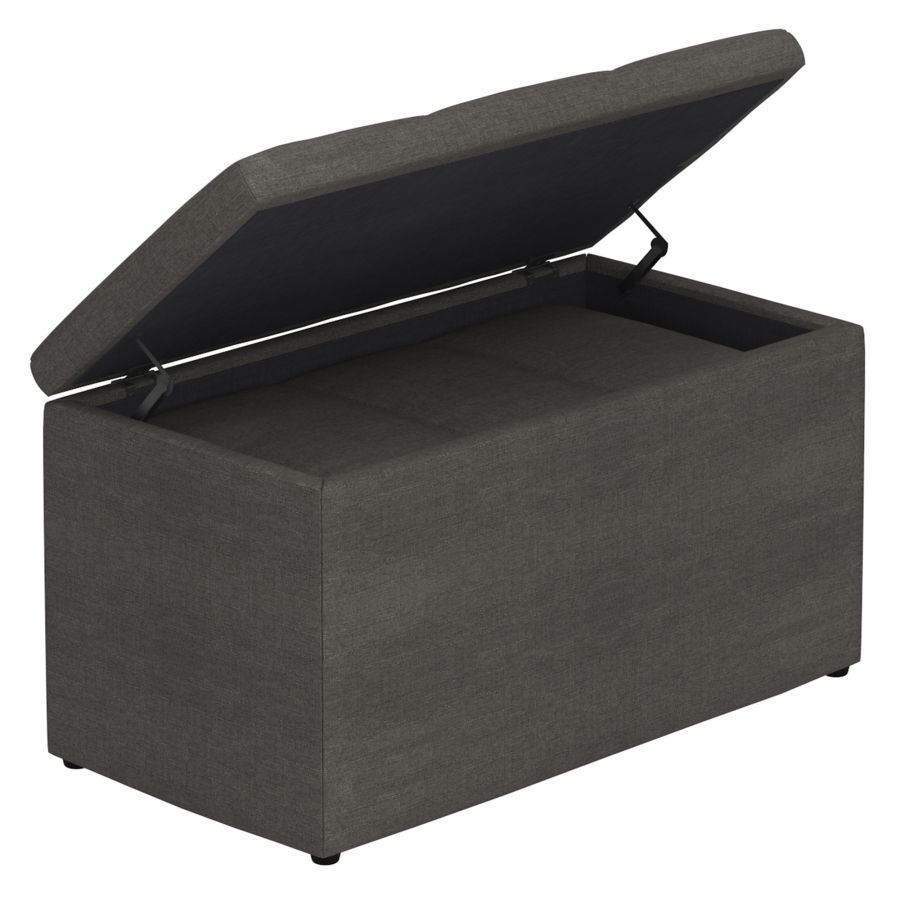 Levi 2pc Rectangular Storage Ottoman Bench Set in Charcoal Fabric - Image 7