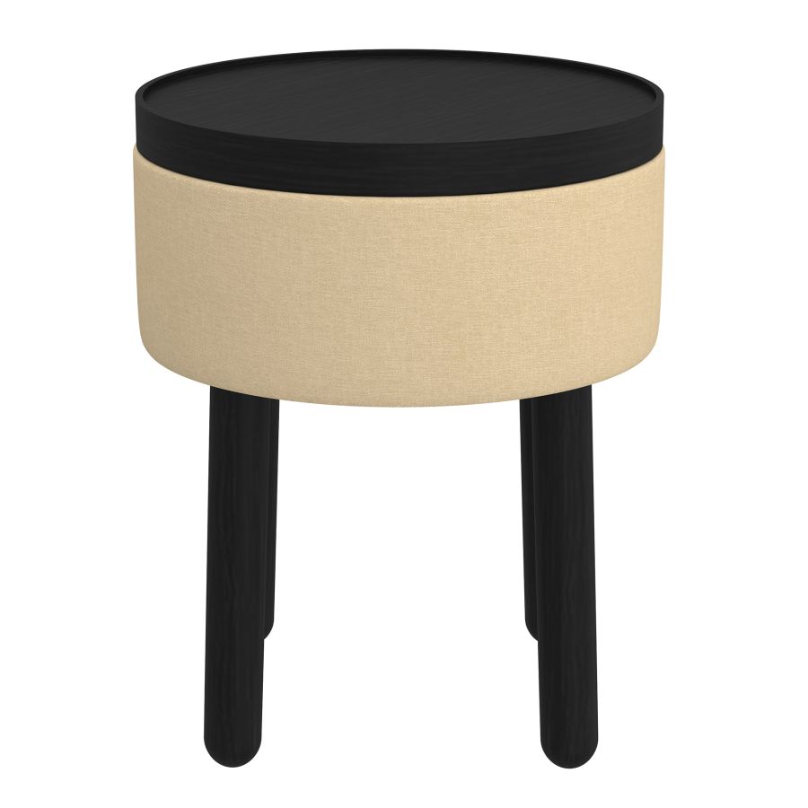 Polly Round Storage Ottoman with Tray in Beige and Black - Image 6