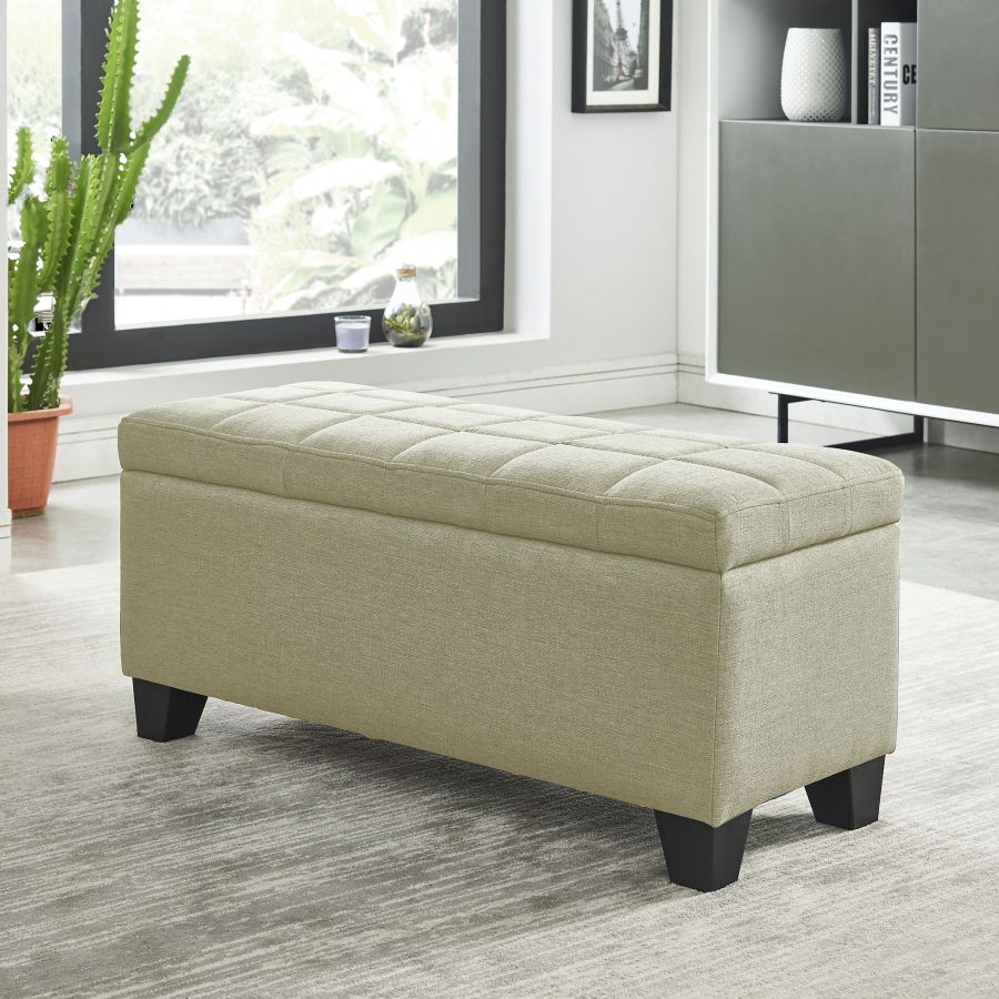 Lila Rectangular Storage Ottoman Bench in Beige - Image 8