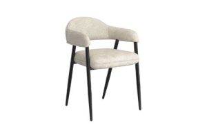 Archer Dining Chair, Set of 2, in Beige Fabric and Black