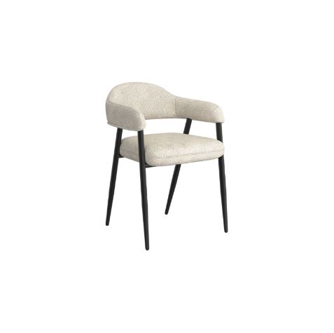Archer Dining Chair, Set of 2, in Beige Fabric and Black