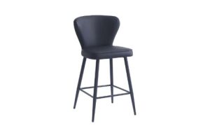 Clover 26" Counter Stool, Set of 2, in Black Faux Leather and Black