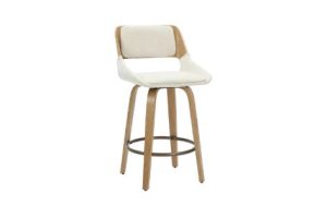 Hudson 26" Counter Stool with Swivel in Beige Fabric and Natural