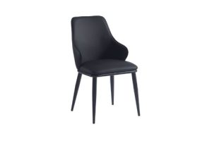 Kash Dining Chair, Set of 2, in Black Faux Leather and Black
