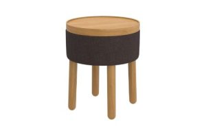 Polly Round Storage Ottoman with Tray in Charcoal and Natural
