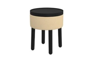 Polly Round Storage Ottoman with Tray in Beige and Black