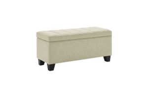 Lila Rectangular Storage Ottoman Bench in Beige