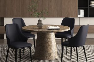 Godiva/Kash 5pc Dining Set in Grey with Black Chair