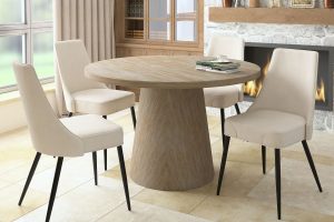 Godiva/Koda 5pc Dining Set in Ivory with Beige Chair