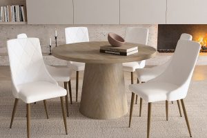 Godiva/Antoine 7pc Dining Set in Ivory with White Chair