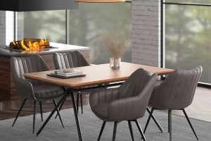 Bronx/Talon 5pc Dining Set in Natural Table with Charcoal Chair