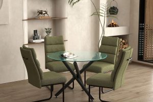 Suzette/Brodi 5pc Dining Set in Black Table with Sage Chair