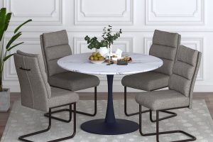 Zilo/Brodi 5pc Dining Set in Black Table with Charcoal Chair