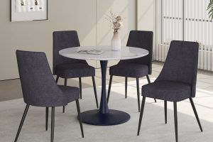 Zilo/Koda 5pc Dining Set in Black Table with Charcoal Chair