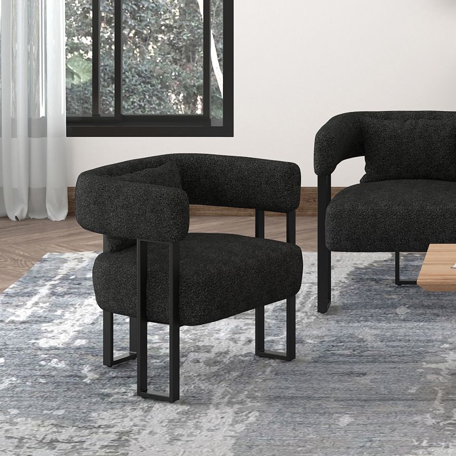 Scarlet Accent Chair in Charcoal Boucle and Black - Image 8