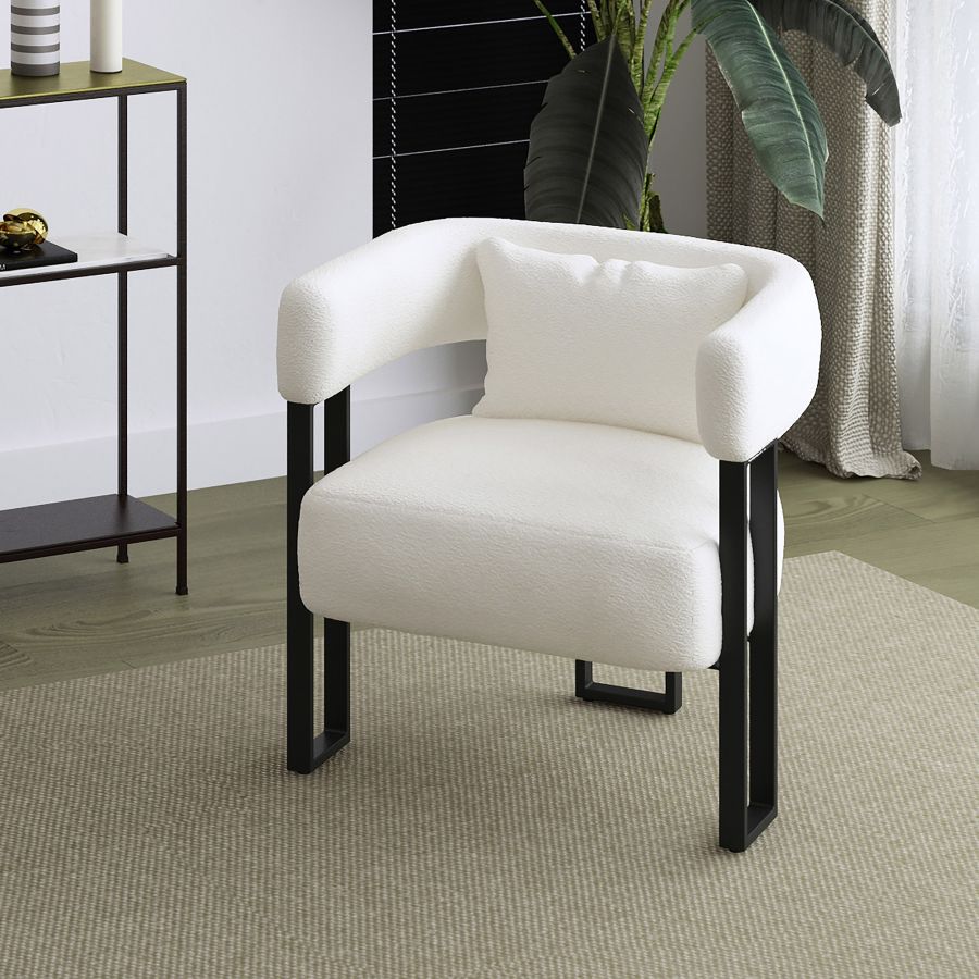 Scarlet Accent Chair in Ivory Boucle and Black - Image 8